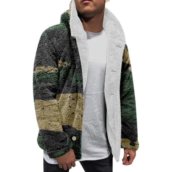 Men'S Winter Zipper Hooded Fleece Sweatshirt With Patch Pocket Casual Jacket - Image 6
