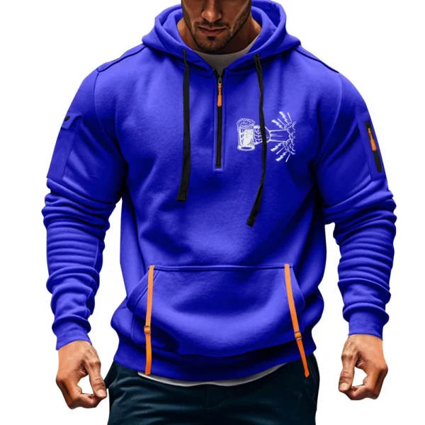 Men's Printed Sweatshirt Hoodie Zipper Arm Pocket Cardigan Men's Sports Large - Image 16