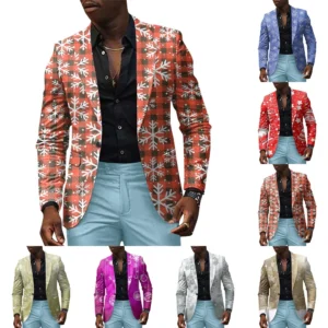Unisex Winter Christmas Prints Suit Jackets Unisex Casual Fashion Button Jackets