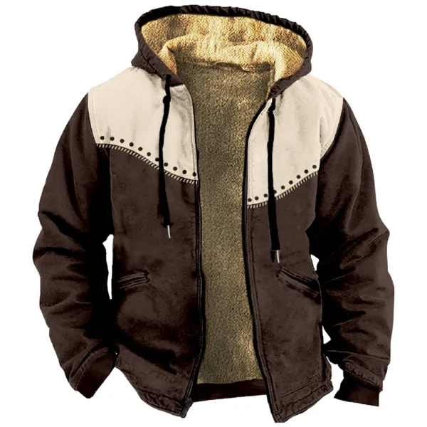 Men's Winter Print Jacket Men's Casual Trend Zipper Hooded Jacket - Image 4