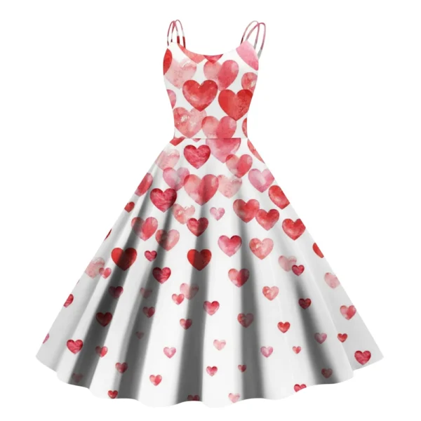 Christmas Ladies Casual Fashion Flower Print Sexy Off Shoulder Punk Retro Skirt - Image 5