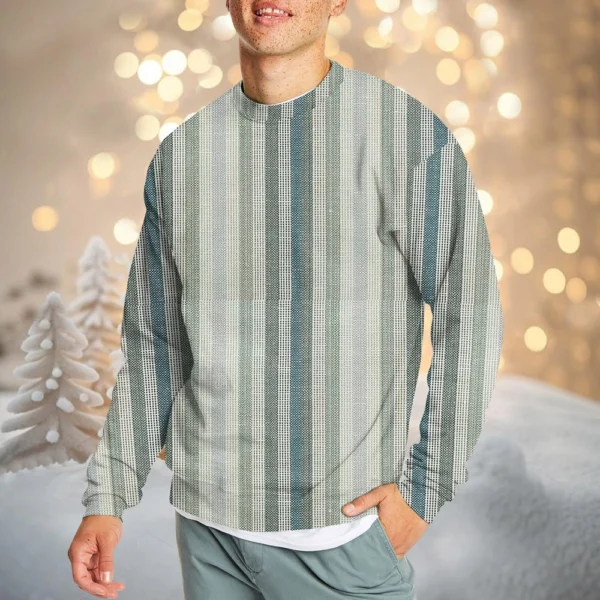 Men's Casual Fashion Comfortable Plaid Round Neck Pullover Sweatshirt Sweatshirt - Image 31