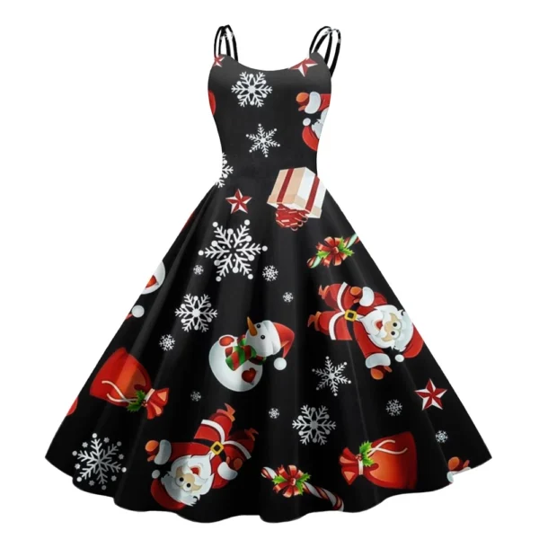 Women's Strapless Punk Sexy Gothic Cocktail Fashion Printed Dress Christmas - Image 14