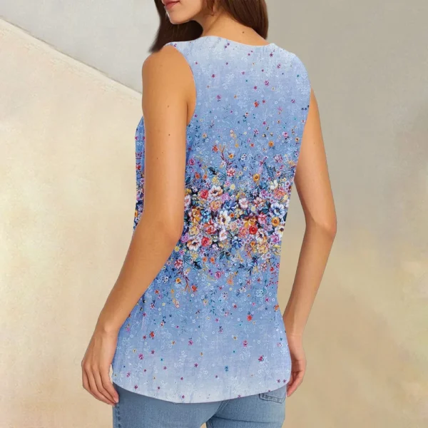 Tank Top Women Casual Printed Soft Summer V Neck Sleeveless Tops - Image 12