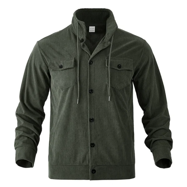 Men's Solid Color Corduroy Lapel Jacket Men's Retro Multi-Pocket Work Jacket - Image 5