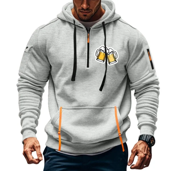 Men's Printed Sweatshirt Hoodie Zipper Arm Pocket Cardigan Men's Sports Large - Image 25