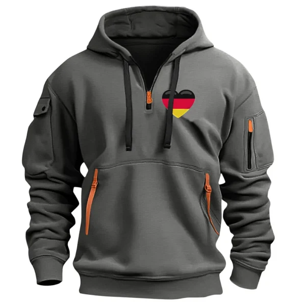 Men's Printed Sweatshirt Hoodie Zipper Arm Pocket Cardigan Men's Sports Large - Image 5