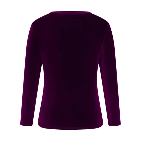 Women's Fashion Golden Velvet Solid Colour Round Neck Long Sleeve T-Shirt Top - Image 35