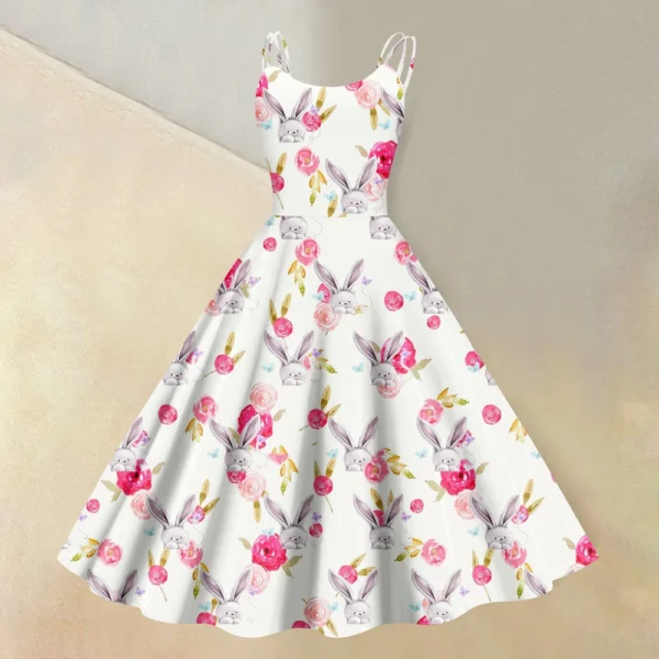 Women's  Casual Fashion Flower Print Sexy Off Shoulder Punk Retro Skirt - Image 22