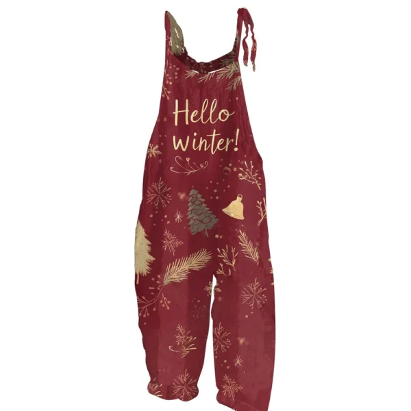 Women's Christmas Shoulder Strap Vintage Loose Casual Jumpsuit Print - Image 7