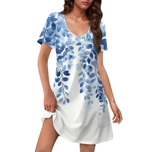 Women's Casual Sundress With Pockets Summer Boho Beach Dress Floral Blouses For - Image 6