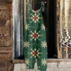 Women's Shoulder Strap Vintage Loose Print Casual Jumpsuit Christmas - Image 13