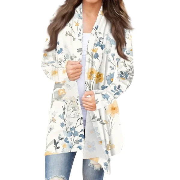 Women's Fashion Casual Vintage Floral Printed Mid-Length Cardigan Jacket - Image 33