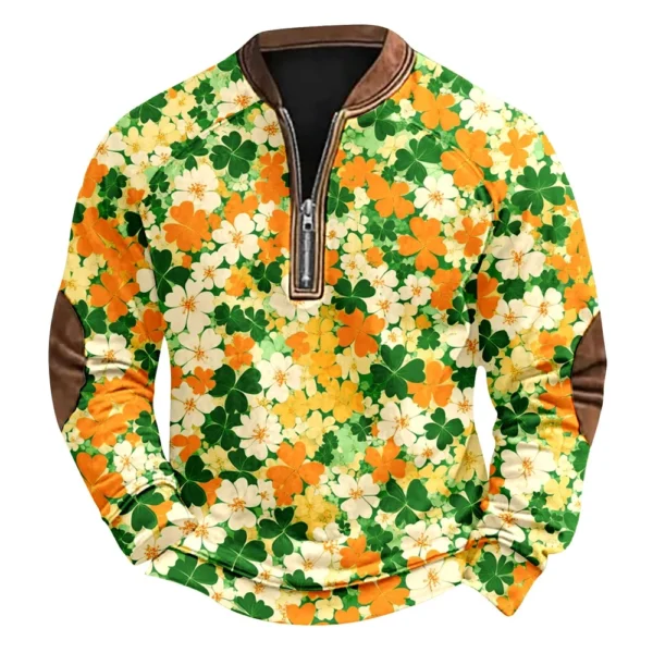 Men's St. Patrick's Day Vintage Casual Zip Sweatshirt Outdoor Casual Top - Image 29