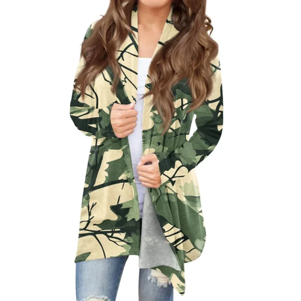 Women's Fashion Casual Christmas Print Medium Length Cardigan Jacket Coat - Image 7
