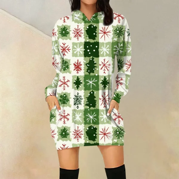 Ladies' Loose Casual Pocket Long Sleeved Hoodie Christmas Printed Sweatshirt - Image 25