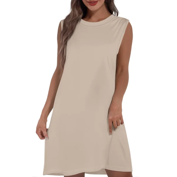 Women's Casual And Fashionable Round-neck Sleeveless Printing Mid Length Dress - Image 7