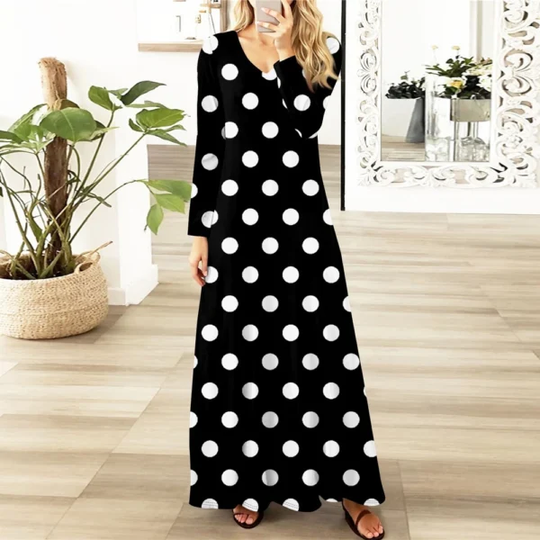 Women's Casual Fashion Long Sleeve Graphic Printed Vintage Long Dresses Fall - Image 19