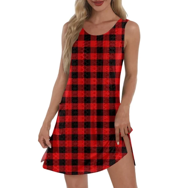 Women's Casual Sundress With Pockets Summer Boho Beach Dress T-Shirts Dress V - Image 43