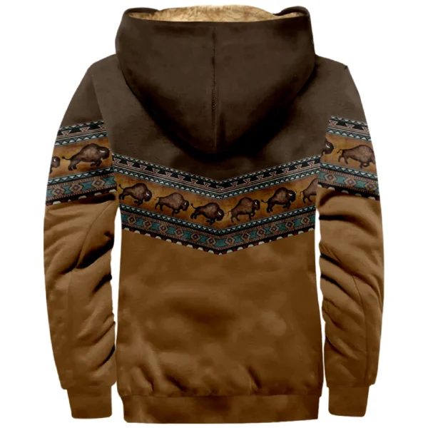 Men's Winter Print Jacket Men's Casual Trend Zipper Hooded Jacket - Image 10