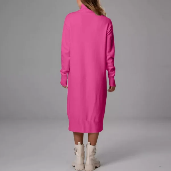 Women's Fall And Winter High Neck Loose Inner Solid Colour Thin Sweater Dress - Image 8