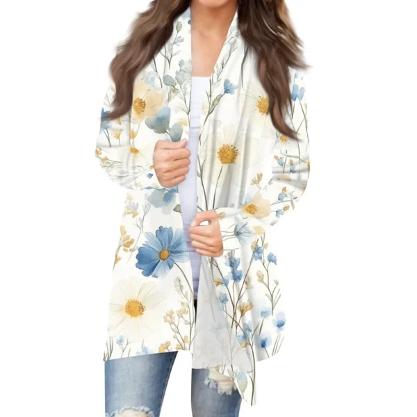 Women's Fashion Casual Vintage Floral Printed Mid-Length Cardigan Jacket - Image 30