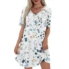 Women's Casual And Fashionable V-neck Short Sleeve Printing Mid Length Dress - Image 4