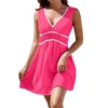 Women's Fashion Casual V-Neck Sleeveless Waist Splicing Dresses - Image 20