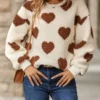 Plush love print long-sleeved crew-neck hoodie - Image 12