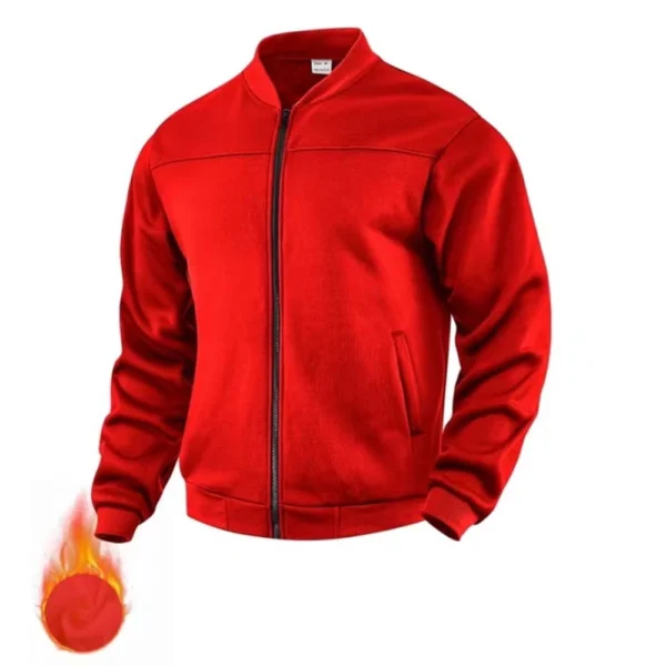 Men's New Solid Color Men's Hoodie Jacket Warm Plus Fleece Thick Jacket Casual - Image 25