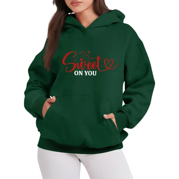 SWEET ON YOU Women's Fashion Casual Pullover Hoodie Valentine's Day Printed - Image 20