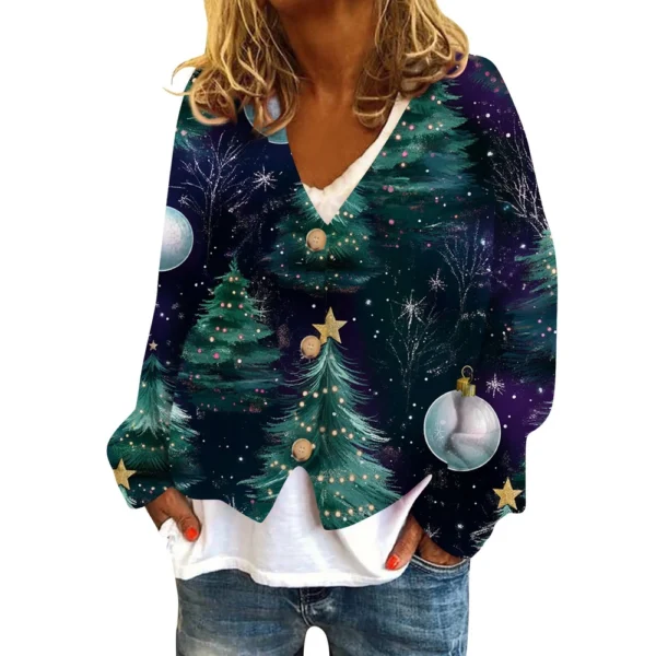 Women's Fashion Short Coat Casual Long Sleeve Printed Single Breasted Plush Top - Image 16