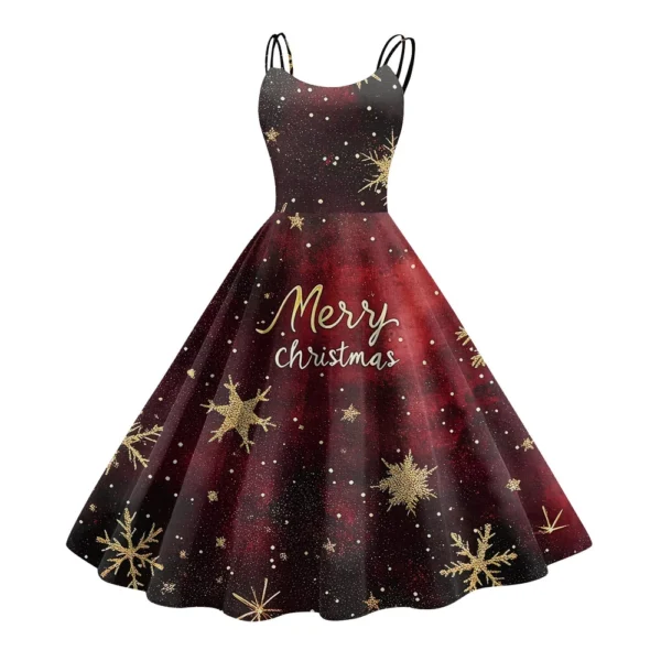 Women's Fashion Christmas Printed Sexy Strapless Gothic Cocktail Dress Punk, - Image 5