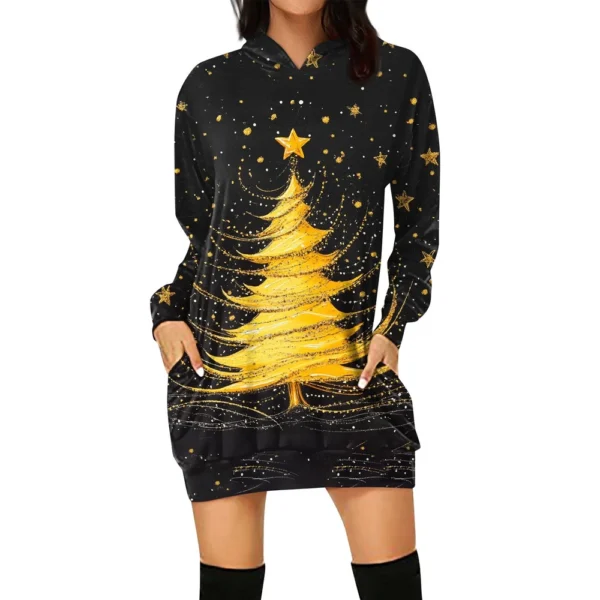 Ladies' Loose Casual Pocket Long Sleeved Hoodie Christmas Printed Sweatshirt - Image 17