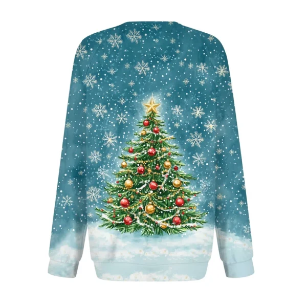 Women's Casual Fashion Comfortable Raglan Sleeve V-Neck Christmas Print - Image 12
