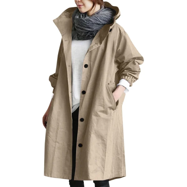 Jacket For Women Casual Plus Size Coat Solid Color Mid Length Windbreaker - Image 32
