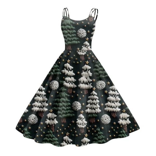 Women's Fashion Christmas Printed Sexy Strapless Gothic Cocktail Dress Punk, - Image 14