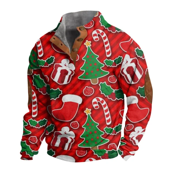 Men's Buttoned Sweatshirt With European And American Autumn/winter Printed Long - Image 25