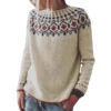 Women's Fashionable Casual Printed Round Neck Pullover Loose Long Sleeved - Image 25