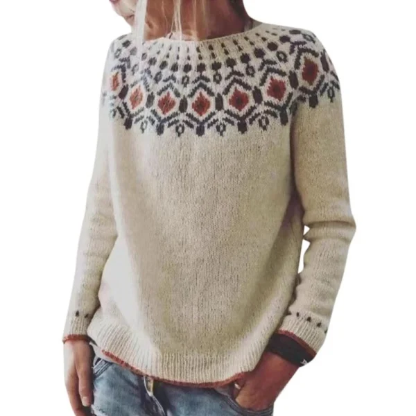 Women's Fashionable Casual Printed Round Neck Pullover Loose Long Sleeved - Image 25