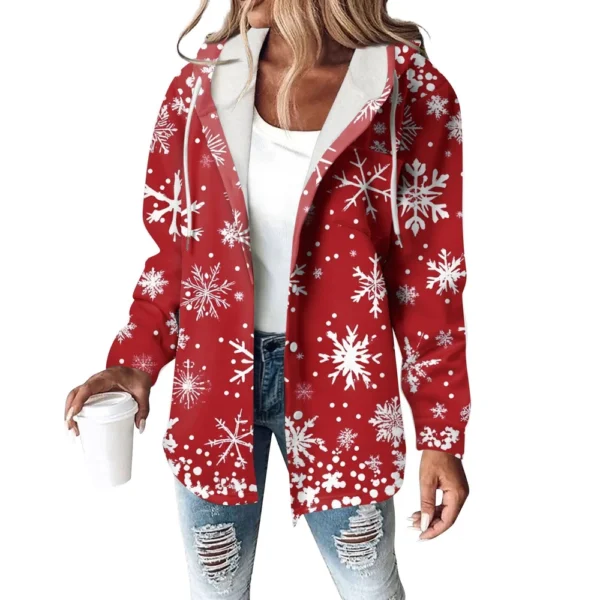 Women's Coat Casual And Fashionable Composite Thick And Warm Printed Hooded - Image 2