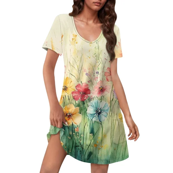 Women's Casual Sundress With Pockets Summer Boho Beach Dress Floral Blouses For - Image 8
