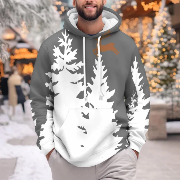 Men's Print Plush Warm Coat Fleece Sweater Casual Coat Pocket Sweater Winter - Image 21