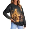 Women's Casual Fashion Comfortable Raglan Sleeve V-Neck Christmas Print - Image 6