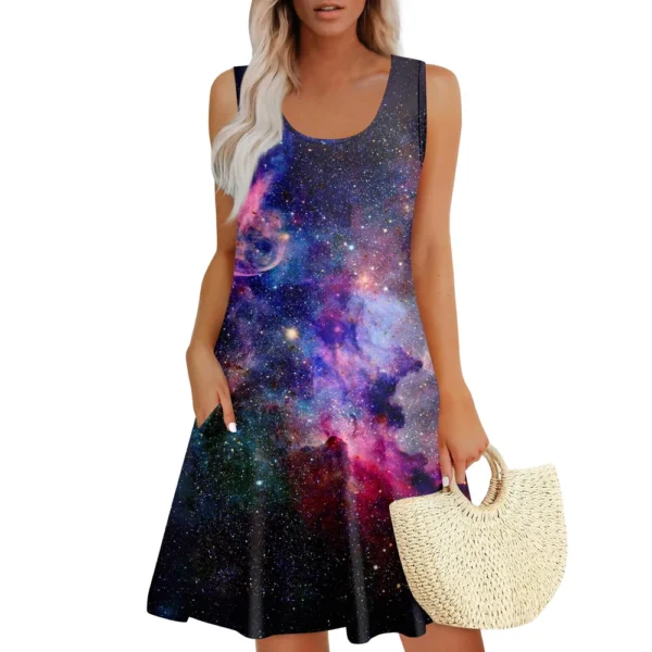 Womens Summer Dresses Easter Print  Loose U Neck Sleeveless Sundresses Dress - Image 22