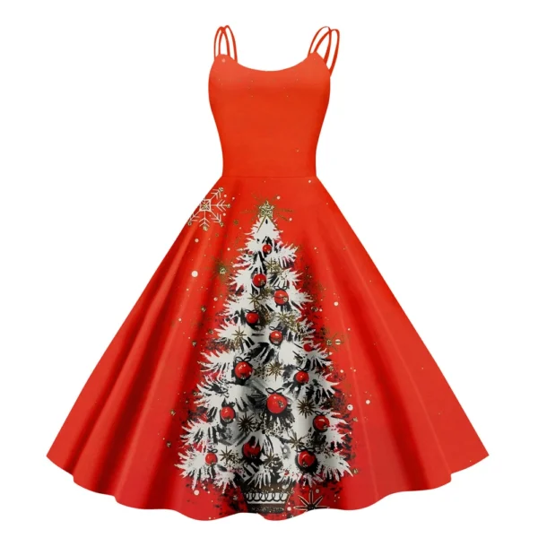 Women's Gothic Cocktail Strapless Christmas Printed Punk Sexy Dress Fashion - Image 32