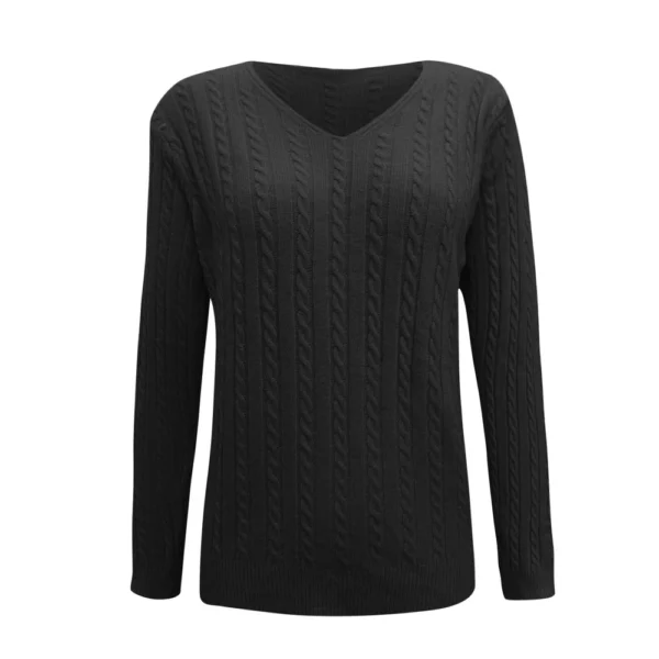 Women's Cable Knit V Neck Sweater Lightweight Soft Pullover Sweaters - Image 17