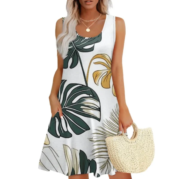 Women's Casual Fashion U-neck Sleeveless Print Dress - Image 28