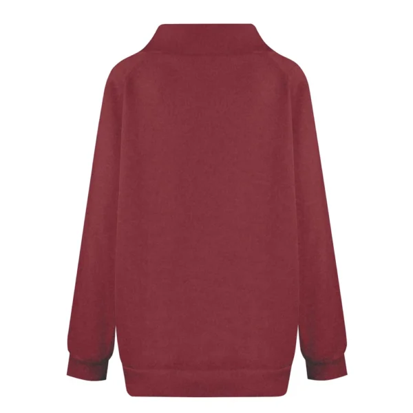 Women's Fashion Casual Solid Color High-neck Button Loose Long-sleeved Hoodie - Image 11