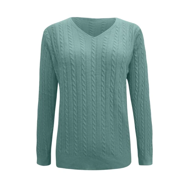 Women's Cable Knit V Neck Sweater Lightweight Soft Pullover Sweaters - Image 24